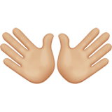 open hands: medium-light skin tone Apple Emoji
