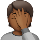 person facepalming: medium-dark skin tone Apple Emoji