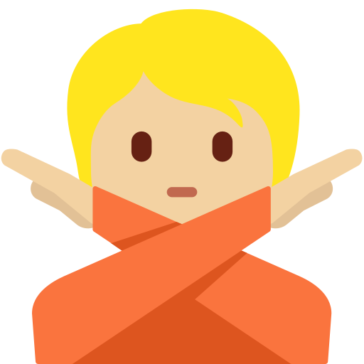 person gesturing NO: medium-light skin tone