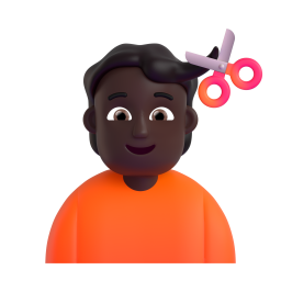 person getting haircut: dark skin tone 3D