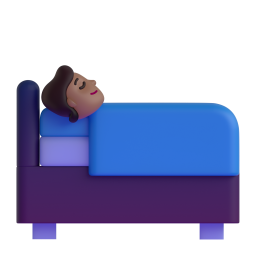 person in bed: medium-dark skin tone 3D