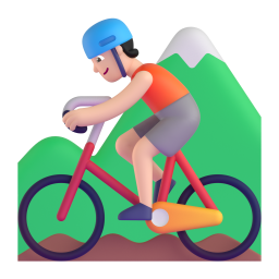 person mountain biking: dark skin tone 3D