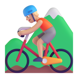 person mountain biking: medium-dark skin tone 3D