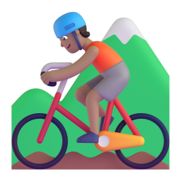 person mountain biking: medium skin tone 3D
