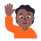 person raising hand: medium-dark skin tone Flat