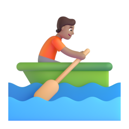 person rowing boat: medium skin tone 3D
