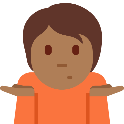 person shrugging: medium-dark skin tone