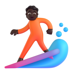 person surfing: dark skin tone 3D