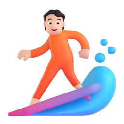 person surfing: medium-light skin tone 3D