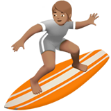 person surfing: medium skin tone Apple Emoji