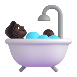 person taking bath: dark skin tone 3D