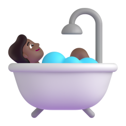 person taking bath: medium-dark skin tone 3D