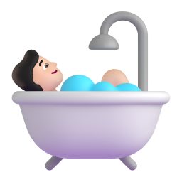 person taking bath: medium-light skin tone 3D