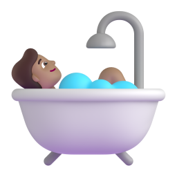person taking bath: medium skin tone 3D