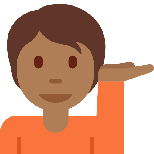 person tipping hand: medium-dark skin tone