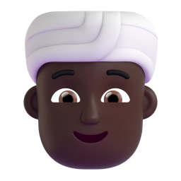 person wearing turban: dark skin tone 3D