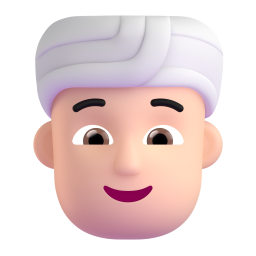 person wearing turban: medium-light skin tone 3D