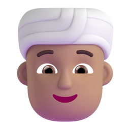 person wearing turban: medium skin tone 3D