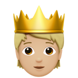 Person With Crown Medium Light Skin Tone Apple Emoji
