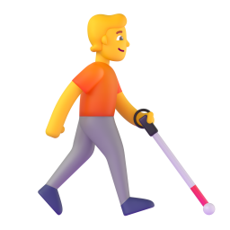 Person With White Cane Facing Right 3D