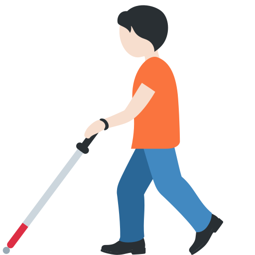 Person With White Cane Light Skin Tone