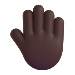 raised back of hand: dark skin tone 3D