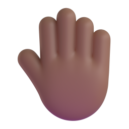 raised back of hand: medium-dark skin tone 3D