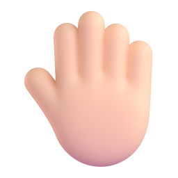 raised back of hand: medium-light skin tone 3D