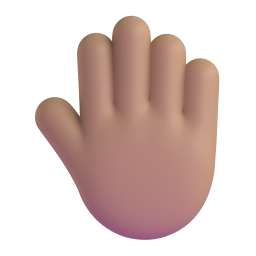 raised back of hand: medium skin tone 3D