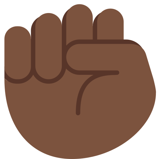 raised fist: dark skin tone