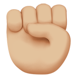 raised fist: medium-light skin tone Apple Emoji