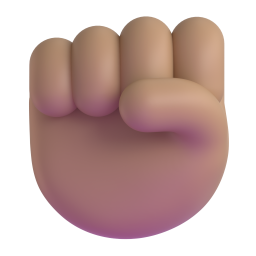 raised fist: medium skin tone 3D