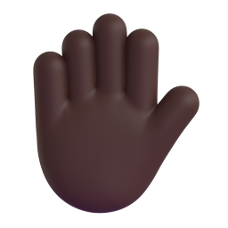 raised hand: dark skin tone 3D