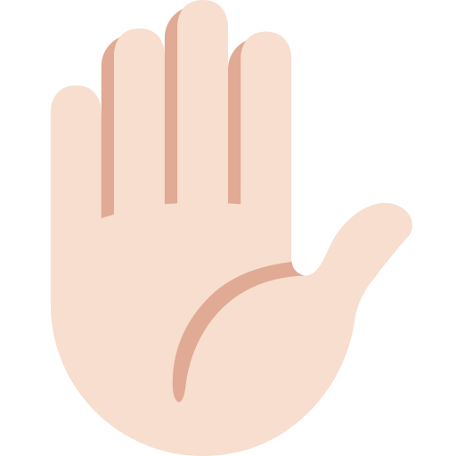 raised hand: light skin tone