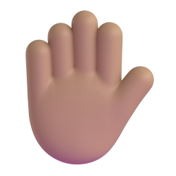 raised hand: medium skin tone 3D