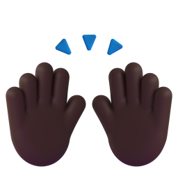 raising hands: dark skin tone 3D