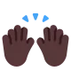 raising hands: dark skin tone Flat