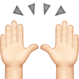 raising hands: light skin tone Apple Emoji