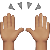 raising hands: medium skin tone Apple Emoji