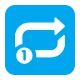Clockwise Rightwards and Leftwards Open Circle Arrows with Circled One Overlay Flat