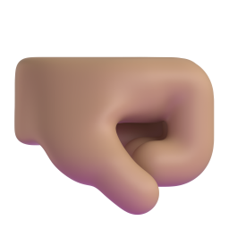 right-facing fist: medium skin tone 3D