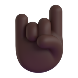 sign of the horns: dark skin tone 3D