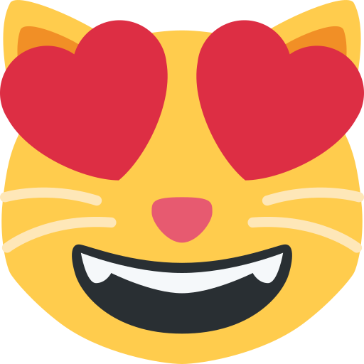 Smiling Cat Face with Heart-Shaped Eyes