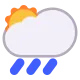 White Sun Behind Cloud with Rain Flat