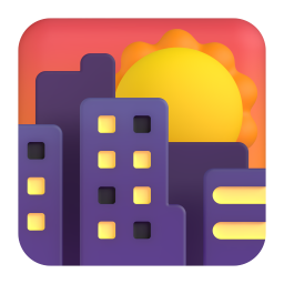 Sunset Over Buildings 3D