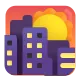 Sunset Over Buildings Color