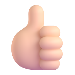 thumbs up: light skin tone 3D