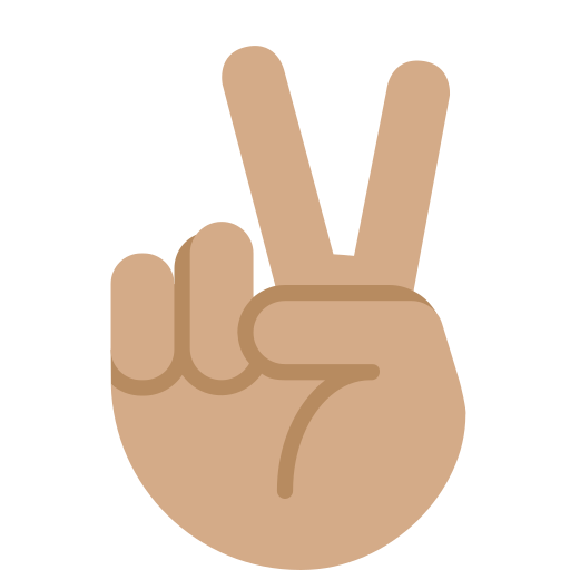 victory hand: medium skin tone