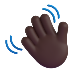 waving hand: dark skin tone 3D