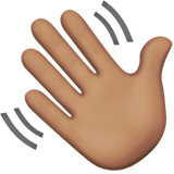 waving hand: medium skin tone Apple Emoji